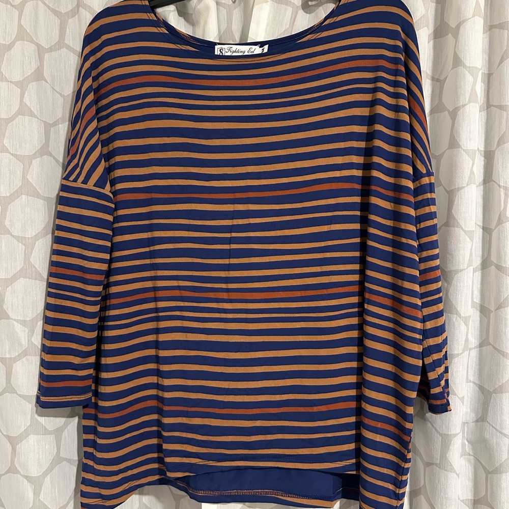 Striped Blue and Brown Women's Top